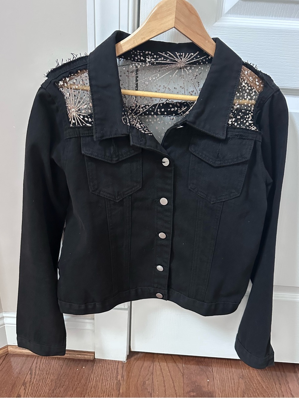 Black Denim Embellished Jacket